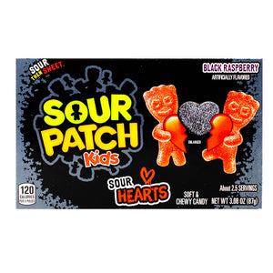 Sour Patch Kids Sour Hearts Black Raspberry Theatre Box - 3.08oz
