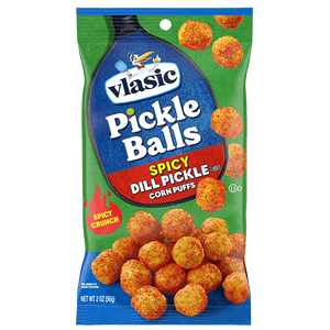 Vlasic Pickle Balls Spicy Dill Pickle Flavored Corn Puffs 2oz X 12 Units